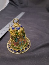 Cloisonne Bell Christmas Ornament: Purple and Fruit Floral Design 3&quot; Tall - £13.75 GBP