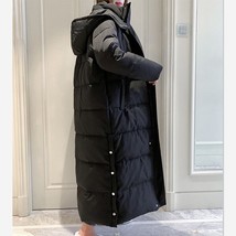 Women Super Long Quilted Coat Hooded Thick Long Sleeve Puffer Jacket Padded Coat - £92.25 GBP