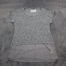Olivia Moon Shirt Womens S Gray Short Sleeve Scoop Neck Knit Stretch Tunic Tee - £17.97 GBP