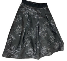 White House Black Market Floral Jacquard Stripe Black Silver Skirt 6p NWOT - £18.45 GBP