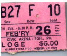 James Taylor Ticket Stub February 26 1971 Pittsburgh Pennsylvania - $54.44