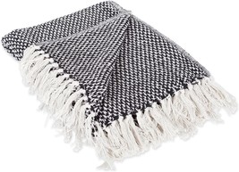 Dii 100% Cotton Basket Weave Throw For Indoor/Outdoor Use Camping Bbq&#39;S, Black - £28.15 GBP