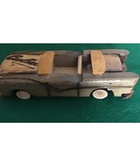 WOODEN HAND CARVED  VINTAGE FORD THUNDERBIRD  CAR LACQUERED, HOOD TRUNK ... - $400.21 MXN