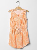 New Gap Kids Girls Orange Tropical Leaf Print Sleeveless Drawstring Dres... - $19.99