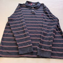 Chaps Long Sleeve Striped Men&#39;s Polo Cotton Blue Shirt 1/4 Button Size 2XL - €7,75 EUR