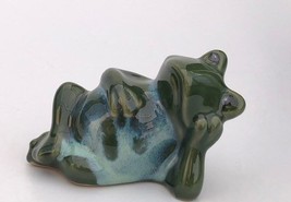 Miniature Ceramic Figurine Frog Relaxing - 3&quot; - £6.35 GBP