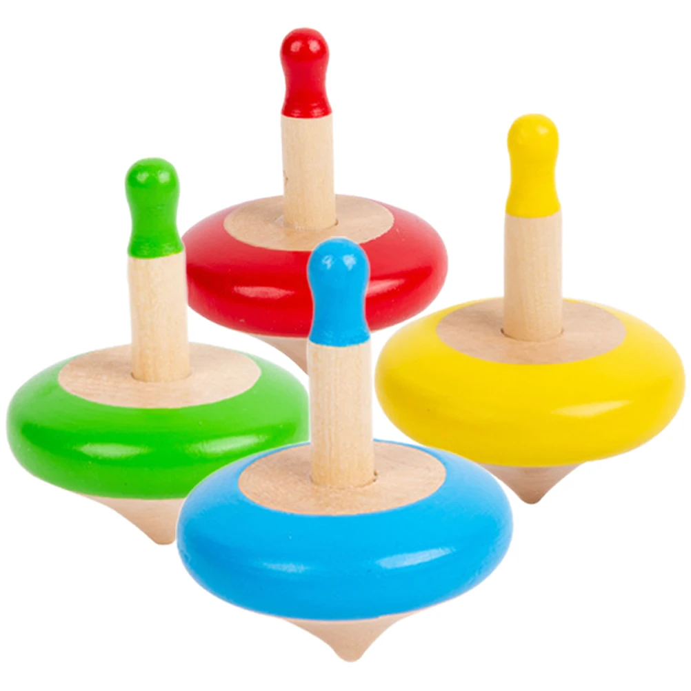 4pcs Mini Colorful Wooden Spinning Top Classic Peg-Top Gyro Toy Relief Stress - £13.93 GBP