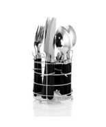Gibson Sensations II 16 Piece Flatware Set Black Handles Caddy - $34.00