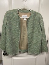 RARE *Oscar de la Renta* Pistachio Tweed Silk Wool Blend Lined Jacket Blazer - £70.43 GBP