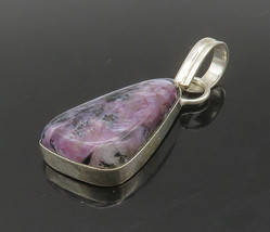 925 Sterling Silver - Vintage Charoite Shiny Smooth Drop Pendant - PT13296 - £30.83 GBP
