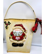 Wall Pocket Half Bucket Christmas Santa Distressed Metal Decorative 15&quot; ... - €12,11 EUR
