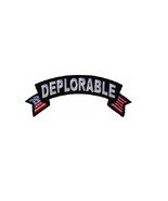DEPLORABLE with AMERICAN FLAG 4&quot; x 1.5&quot; Top rocker iron on patch (6443) ... - £4.65 GBP