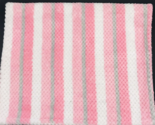 Cudlie Baby Blanket Pink Gray Stripe White Popcorn Plush Single Layer - £6.28 GBP