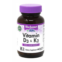 Bluebonnet Vitamin D3 &amp; K2, 60 Vegetable Capsules - £15.32 GBP