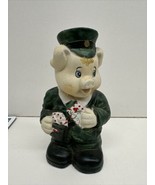 Vintage Ceramic Piggy Bank Statue Mailman Pig W Hat 6 Inch - €14,51 EUR