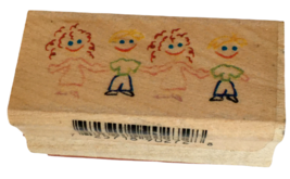 Inkadinkado Rubber Stamp Kids Holding Hands Unity School Card Making Children - $3.99