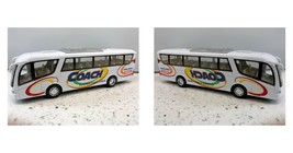 White 7&quot; Coach Tour Travel Diecast Model Toy Bus Pull Action  - £18.37 GBP