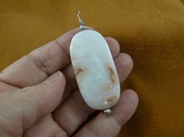 (J-199-15) oval White Mexican Lace Agate gemstone gem wired silver alloy PENDANT - £15.64 GBP