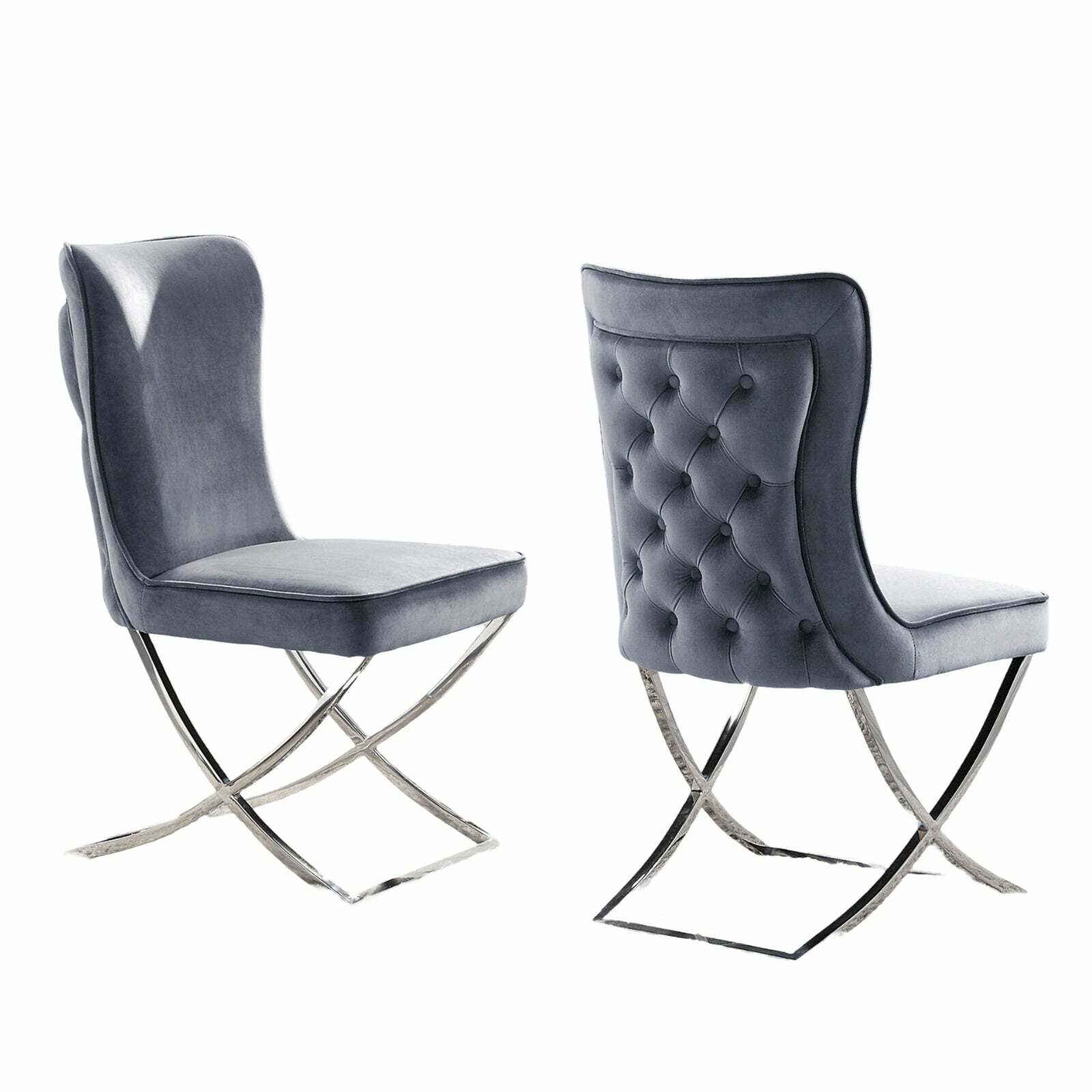Glam Gray Velvet Dining Chairs Set Item image 2
