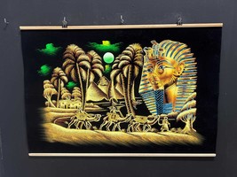 Beautiful Handmade Velvet Painting: Ancient Egyptian Legacy Featuring Ne... - £92.06 GBP