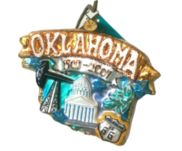 NEW! Christopher Radko Celebrate OKLAHOMA State Shape Handcrafted Glass Ornament - £111.90 GBP