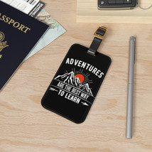 Adventure-Inspired Luggage Tag: Lightweight Acrylic with Leather Strap & Busines - $21.63