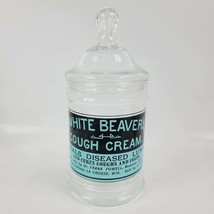 UNIQUE Apothecary Glass JAR DR POWELL White Beavers Cough Cream LACROSSE... - $56.10