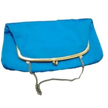 Evening Bag Vintage 1960s Clutch Bag Aqua Blue Kiss Clasp - £11.03 GBP