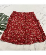 Liz Baker Womens Vintage 90s Skirt Size XL Red Yellow Floral Button Trim - $25.73