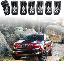 Black Mesh Honeycomb Retro Gray Ring Front Grille Inserts for 2014-18 Jeep Cher - £29.38 GBP
