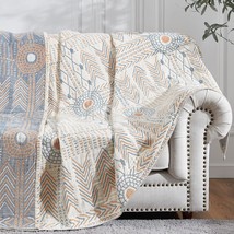 Orange Throw Blanket For Couch Boho Throw Blanket 100% Cotton Blanket Twin Size  - £77.52 GBP