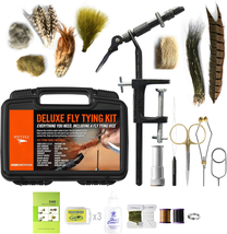 Deluxe Fly Tying Vise &amp; Tools Kit • Rotary Vise, Bobbin, Scissors, Whip ... - $106.29
