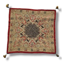 Vintage Embroidered Silk Islamic Asian Cover Tapestry Red Gold Paisley Floral - £95.42 GBP