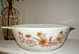 Vintage 1960s Pyrex Country Autumn Casserole Dish Yellow Pink Floral Daisy - £19.45 GBP