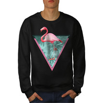 Wellcoda Flamingo Triangle Mens Sweatshirt, Palms Casual Pullover Jumper - £23.67 GBP+