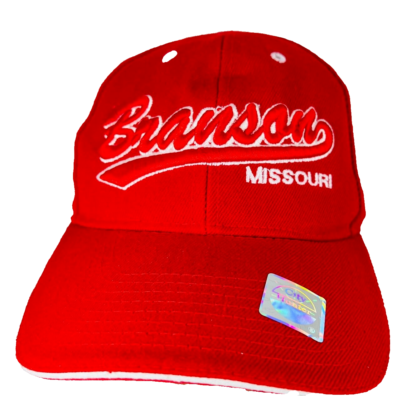Branson Missouri Baseball Hat Cap Adjustable Red Embroidered City Hunter - $29.99