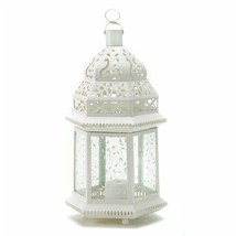 Large White Metal Moroccan Candle Lantern - £27.61 GBP