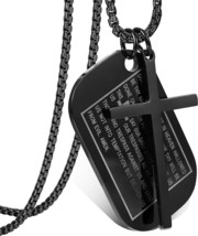 Jstyle Stainless Steel Dog Tags Cross Necklaces for Men Prayer Cross Nec... - £18.89 GBP