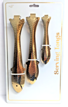 Fish-Shaped Serving Tongs Hammered Gold PVD Reflective Finish 3-Piece Gi... - $364.24 MXN