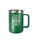 Nolan Irish Coat of Arms Stainless Steel Green Travel Mug with Handle - $28.00