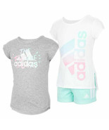 Adidas Three (3) Pc Shorts &amp; Shirt Set ~ Girl&#39;s Size 5 ~ Gray ~ White ~ ... - $36.32 CAD
