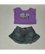 BABW Build A Bear Outfit Lot Besties Forever Purple Shirt Denim Skirt Se... - $13.81