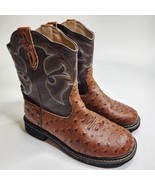 Roper Chunk Rider Ladies Tan Faux Leather Ostrich Western Boots Size 8.5 - $49.45