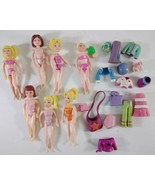 Mattel Polly Pocket 23 Piece Toy Lot: 7 Dolls, 14 Clothing &amp; Accessories... - £11.41 GBP