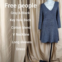 Free People Gray &amp; Black V Neckline Slip On Dress Size XS - £55.32 GBP