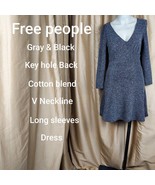 Free People Gray &amp; Black V Neckline Slip On Dress Size XS - £54.68 GBP