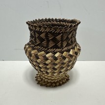 Vintage Tarahumara Woven Basket, Light Beige, Dark Beige, Mexico - £18.04 GBP