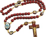 Devotional Saints Catholic Religious Wood Beads Rosary with Cross for Pr... - $14.50