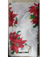 Christmas Poinsettia Paper Table Cover Vintage NOS  54 x 96 Beach Brand - $169.87 MXN