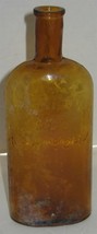 Vintage Amber Brown New York Glass Bottle Vase Prop Barn Dump Dig - $10.89